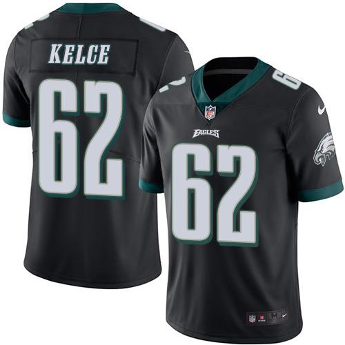Eagles #62 Jason Kelce Black Stitched Limited Rush Nike Jersey - Zenithce