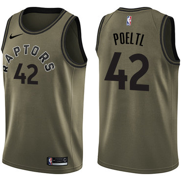 Toronto Raptors #42 Jakob Poeltl Green Salute to Service Swingman Jersey - Zenithce