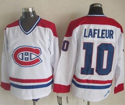 Canadiens #10 Guy Lafleur White CH-CCM Throwback Stitched Jersey - Zenithce