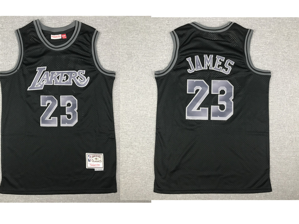 Los Angeles Lakers #23 LeBron James Black With Silver Hardwood Classics Soul Swingman Throwback Jersey - Zenithce