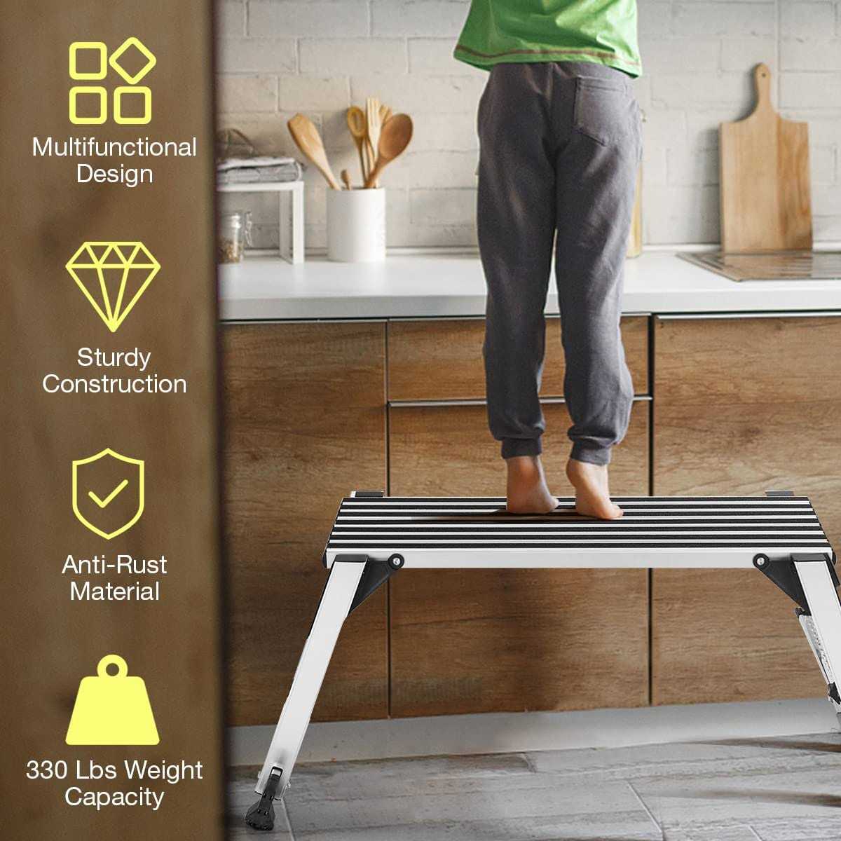 Giantex 7-In-1 12 Ft Tall Folding Step Ladder Max Load 330 Lbs - Zenithce