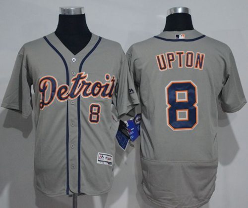 Tigers #8 Justin Upton Grey Flexbase Authentic Collection Stitched Jersey - Zenithce
