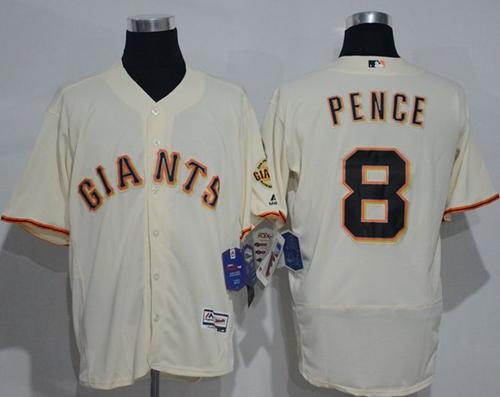 Giants #8 Hunter Pence Cream Flexbase Authentic Collection Stitched Jerseys - Zenithce