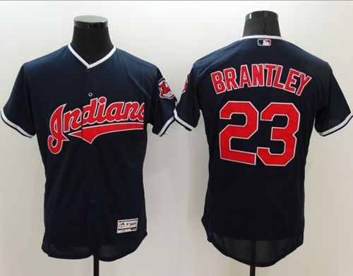 Indians #23 Michael Brantley Navy Blue Flexbase Authentic Collection Stitched Jersey - Zenithce