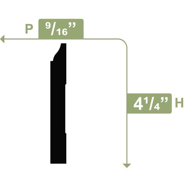 WM620 4 1/4H x 1/2P x 96L Baseboard Moulding - Zenithce