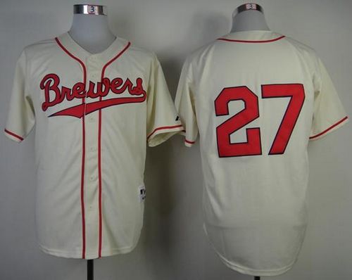 Brewers #27 Carlos Gomez Cream 1948 Turn Back The Clock Stitched Jersey - Zenithce