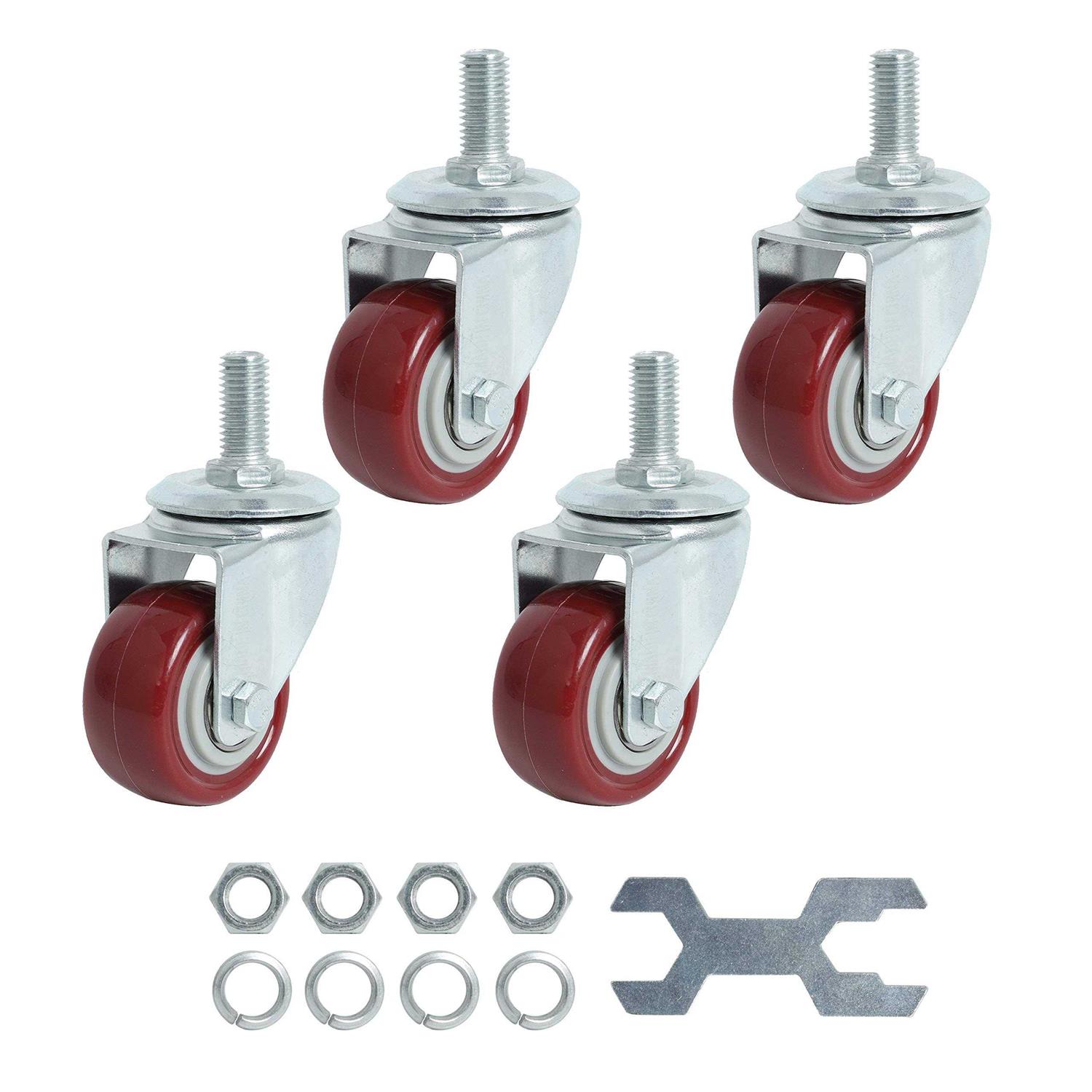 Finnhomy Swivel Caster Wheels 2 Inch Heavy Duty Threaded Stem Casters 1 Set of 4 Premium Polyurethane Wheels PU Load Bearing 800 - Zenithce