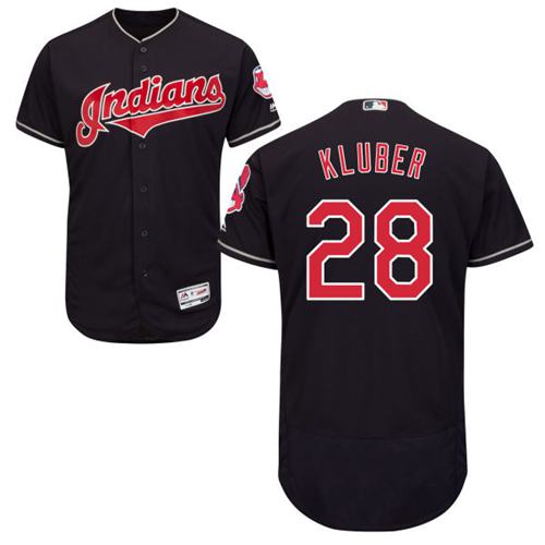 Indians #28 Corey Kluber Navy Blue Flexbase Authentic Collection Stitched Jersey - Zenithce