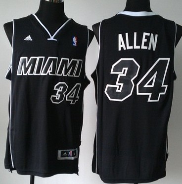 Miami Heat #34 Ray Allen Revolution 30 Swingman All Black With White Jersey - Zenithce
