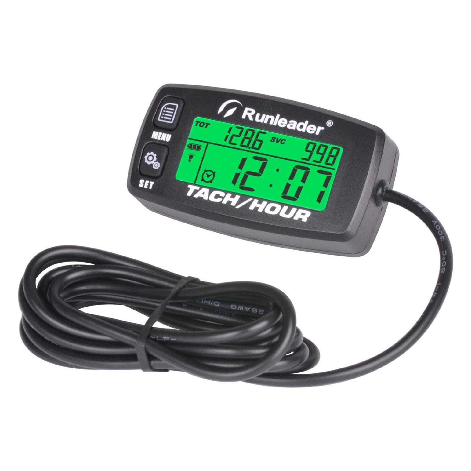 Runleader Digital Gas Engine Tachometer Hours & RPM Record,Backlight Hour Meter,Battery Replaceable for Riding Mower Generator Compressor - Zenithce