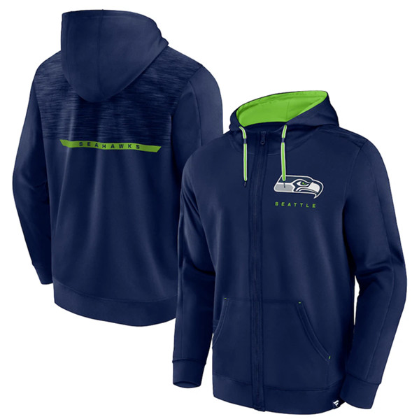 Seattle Seahawks Navy Defender Evo Full-Zip Hoodie - Zenithce