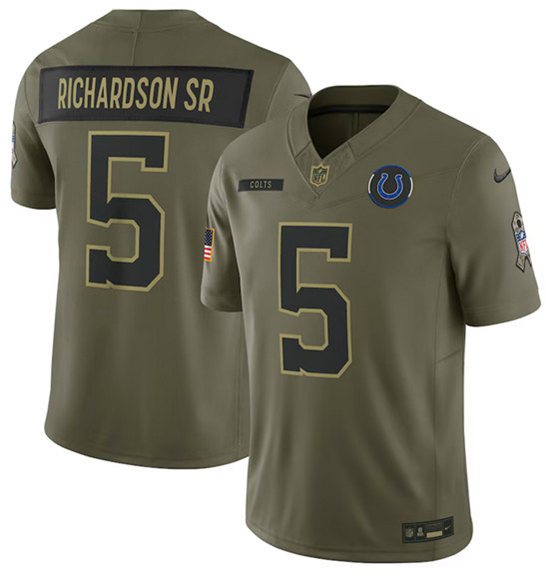 Indianapolis Colts #5 Anthony Richardson Sr. Olive 2025 Salute to Service Limited Stitched Jersey - Zenithce