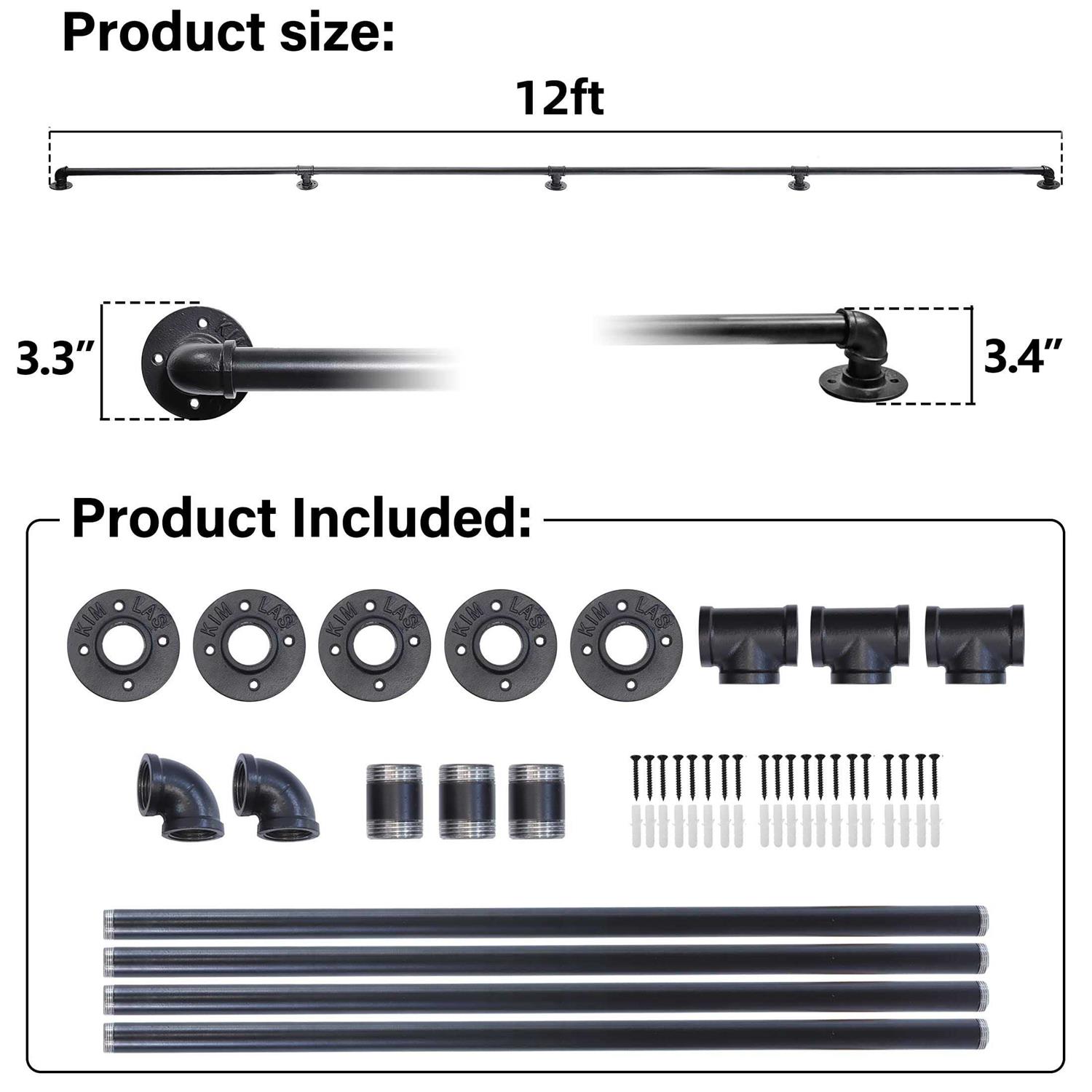 Toriexon Staircase Handrails Galvanized Steel Stair Railing Easy to Install - Zenithce