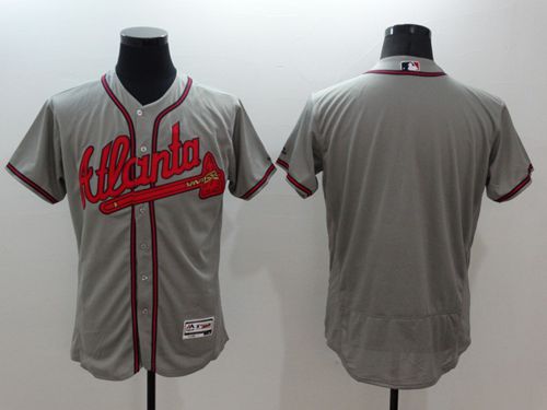 Braves Blank Grey Flexbase Authentic Collection Stitched Jersey - Zenithce