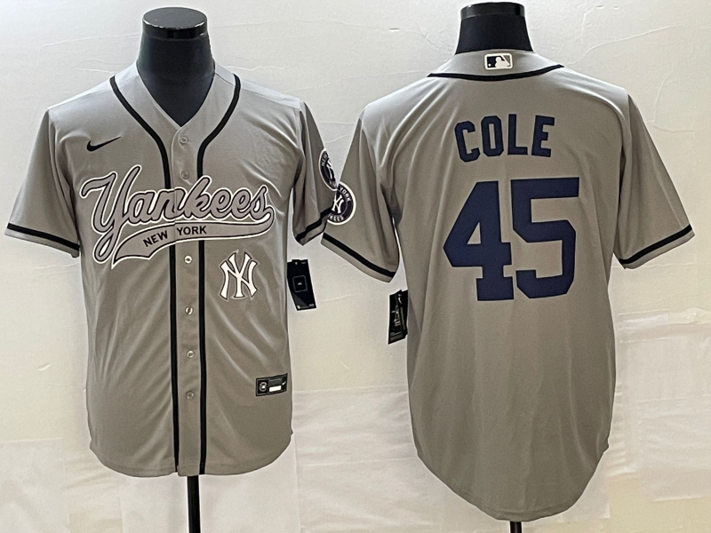 New York Yankees #45 Gerrit Cole Gray With Patch Cool Base Stitched Jersey - Zenithce