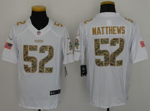Packers #52 Clay Matthews White Stitched Limited Salute To Service Nike Jersey - Zenithce