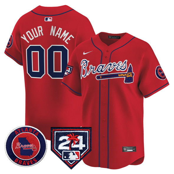 Atlanta Braves Customized Red 2024 Spring Training Patch Limited Stitched Jersey - Zenithce