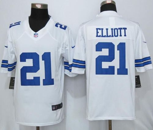 Cowboys #21 Ezekiel Elliott White Stitched Limited Nike Jersey - Zenithce