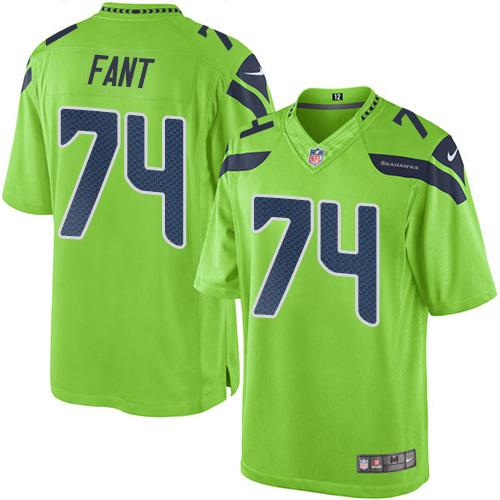 Seahawks #74 George Fant Green Stitched Limited Rush Nike Jersey - Zenithce