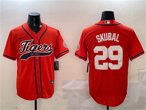 Detroit Tigers #29 Tarik Skubal Orange With Patch Cool Base Stitched Jersey - Zenithce