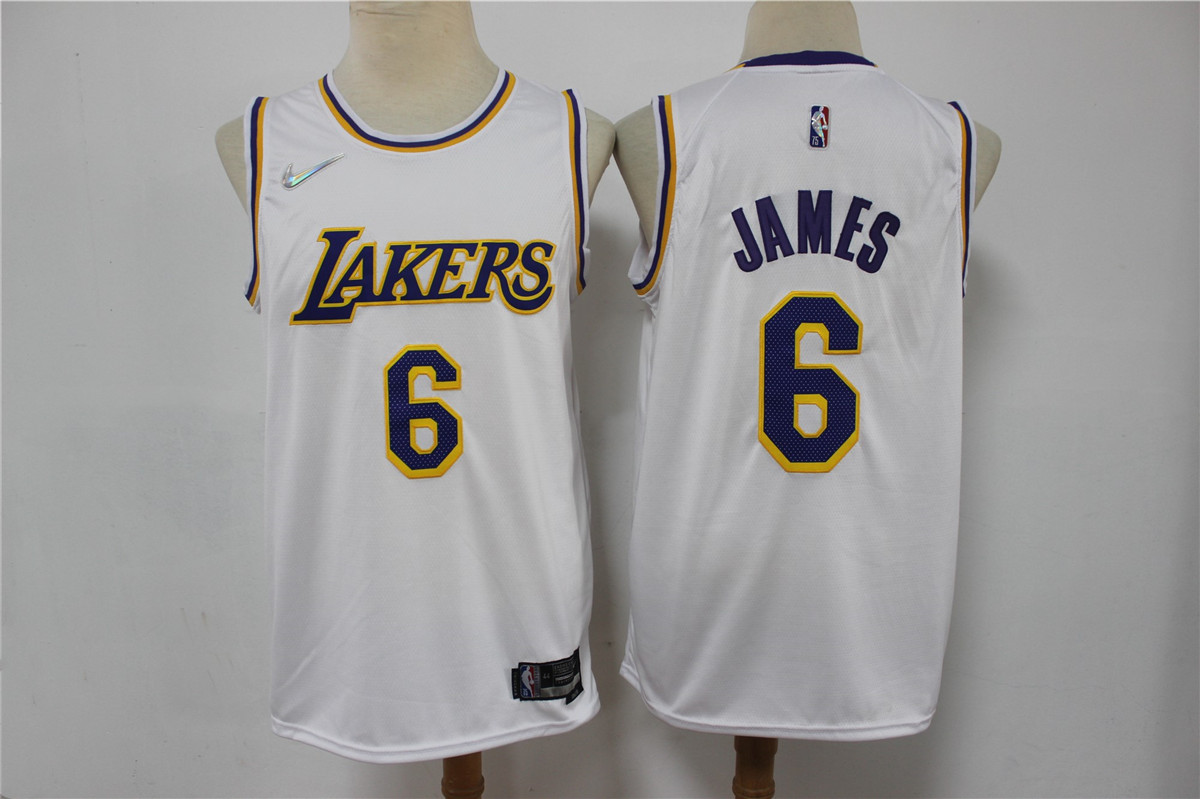 Los Angeles Lakers #6 LeBron James White 75th Anniversary Diamond 2021 Stitched Jersey - Zenithce