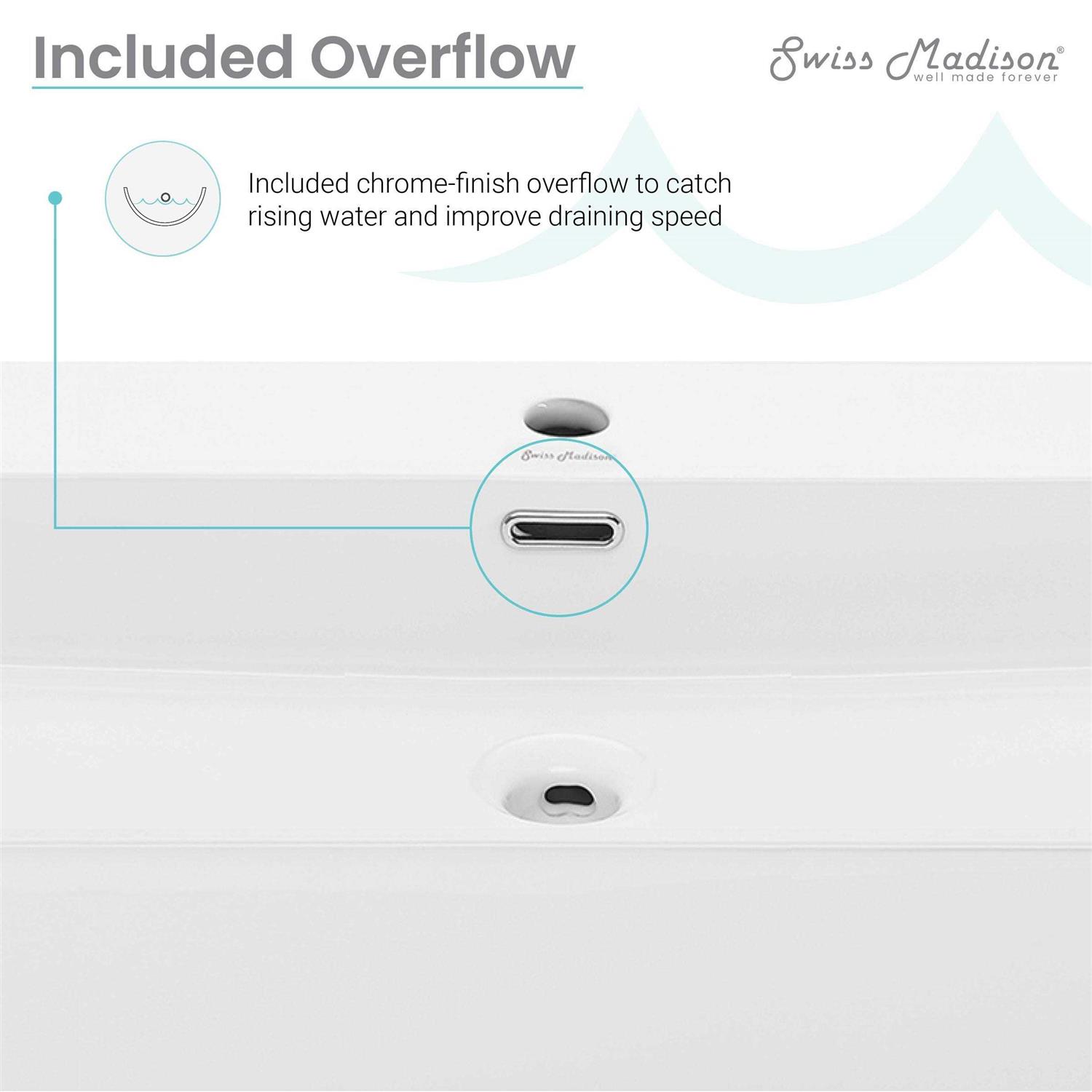 Swiss Madison Claire 24 Rectangle Wall-Mount Bathroom Sink SM-WS332 - Zenithce