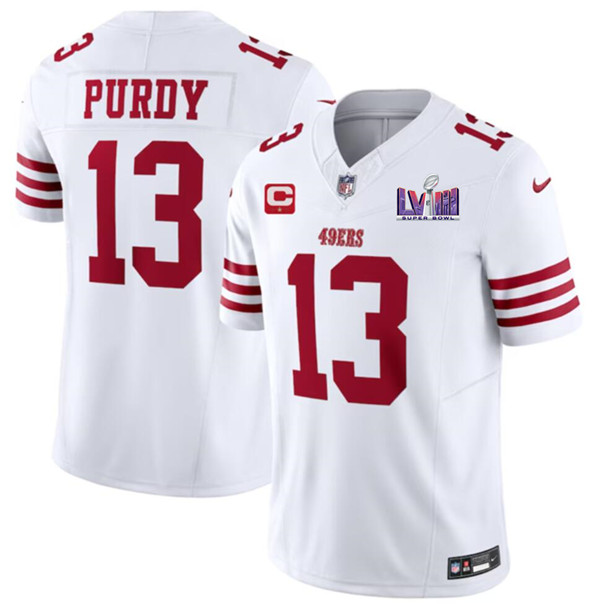 San Francisco 49ers #13 Brock Purdy White 2024 F.U.S.E. Super Bowl LVIII Patch And 1-Star C Patch Vapor Untouchable Limited Stitched Jersey - Zenithce