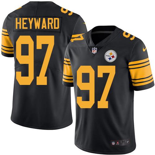 Steelers #97 Cameron Heyward Black Stitched Limited Rush Nike Jersey - Zenithce