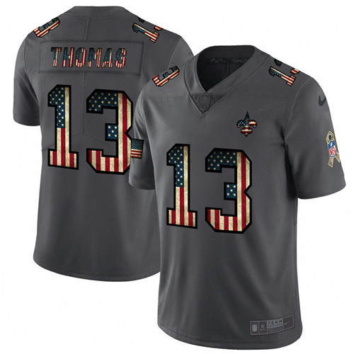 New Orleans Saints #13 Michael Thomas Grey 2019 Salute To Service USA Flag Fashion Limited Stitched Jersey - Zenithce
