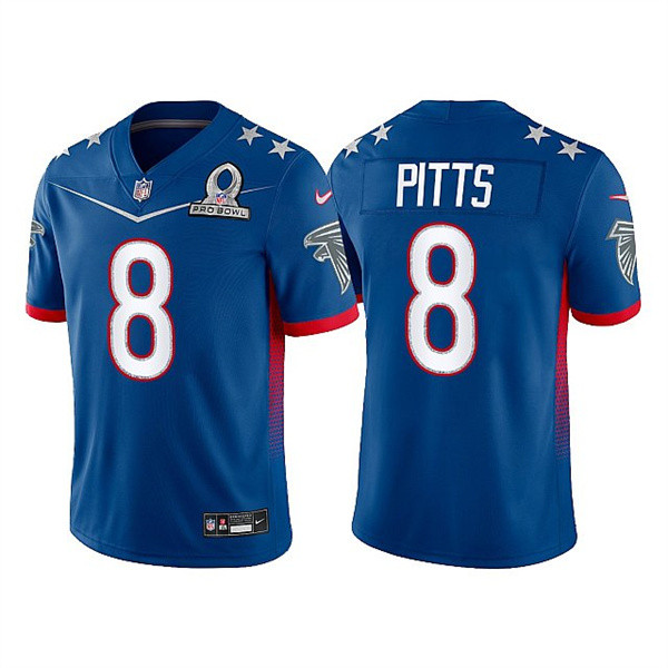 Atlanta Falcons #8 Kyle Pitts 2022 Royal Pro Bowl Stitched Jersey - Zenithce