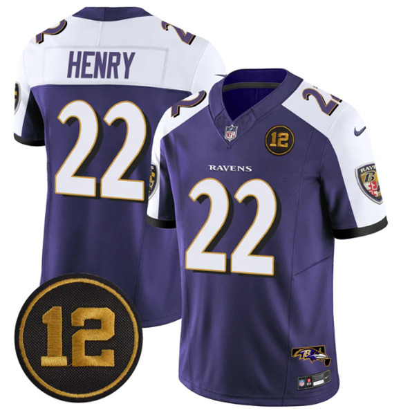 Baltimore Ravens #22 Derrick Henry Purple Alternate 2025 F.U.S.E Jacoby Jones Patch Vapor Limited Jersey - Zenithce