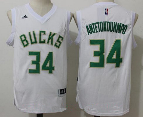 Milwaukee Bucks #34 Giannis Antetokounmpo All White Stitched adidas Revolution 30 Swingman Jersey - Zenithce