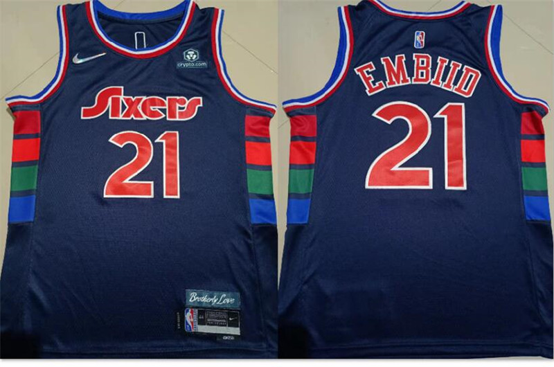 Philadelphia 76ers #21 Joel Embiid Navy Diamond 75th Anniversary City Edition Swingman Jersey - Zenithce