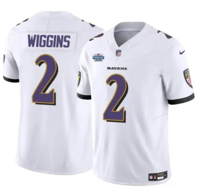 Baltimore Ravens #2 Nate Wiggins White 2024 With Dradt Patch F.U.S.E Vapor Limited Jersey - Zenithce