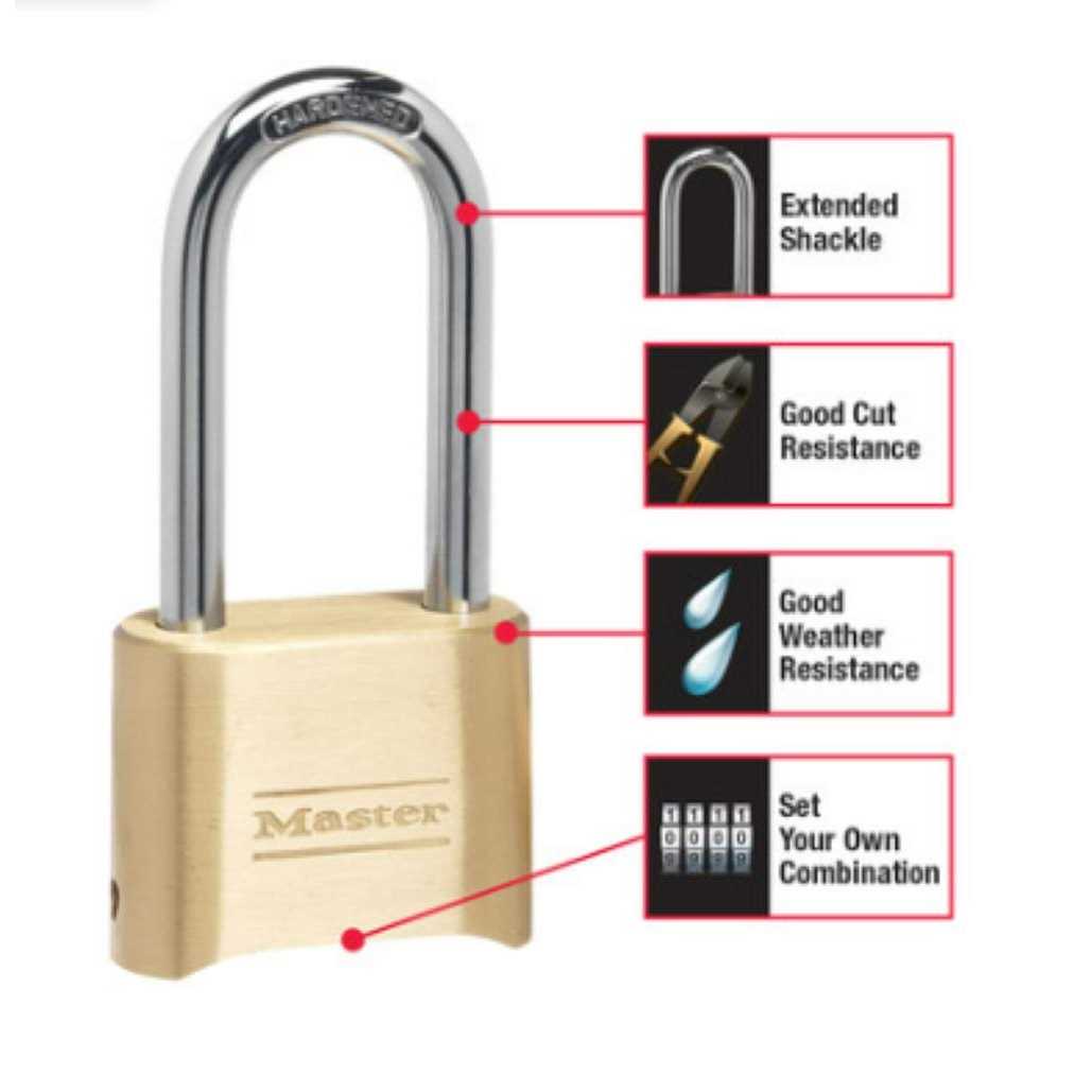 Master Lock 175DLH Combination Padlock, 2 In. Wide 2-1/4 In. Shackle - Zenithce