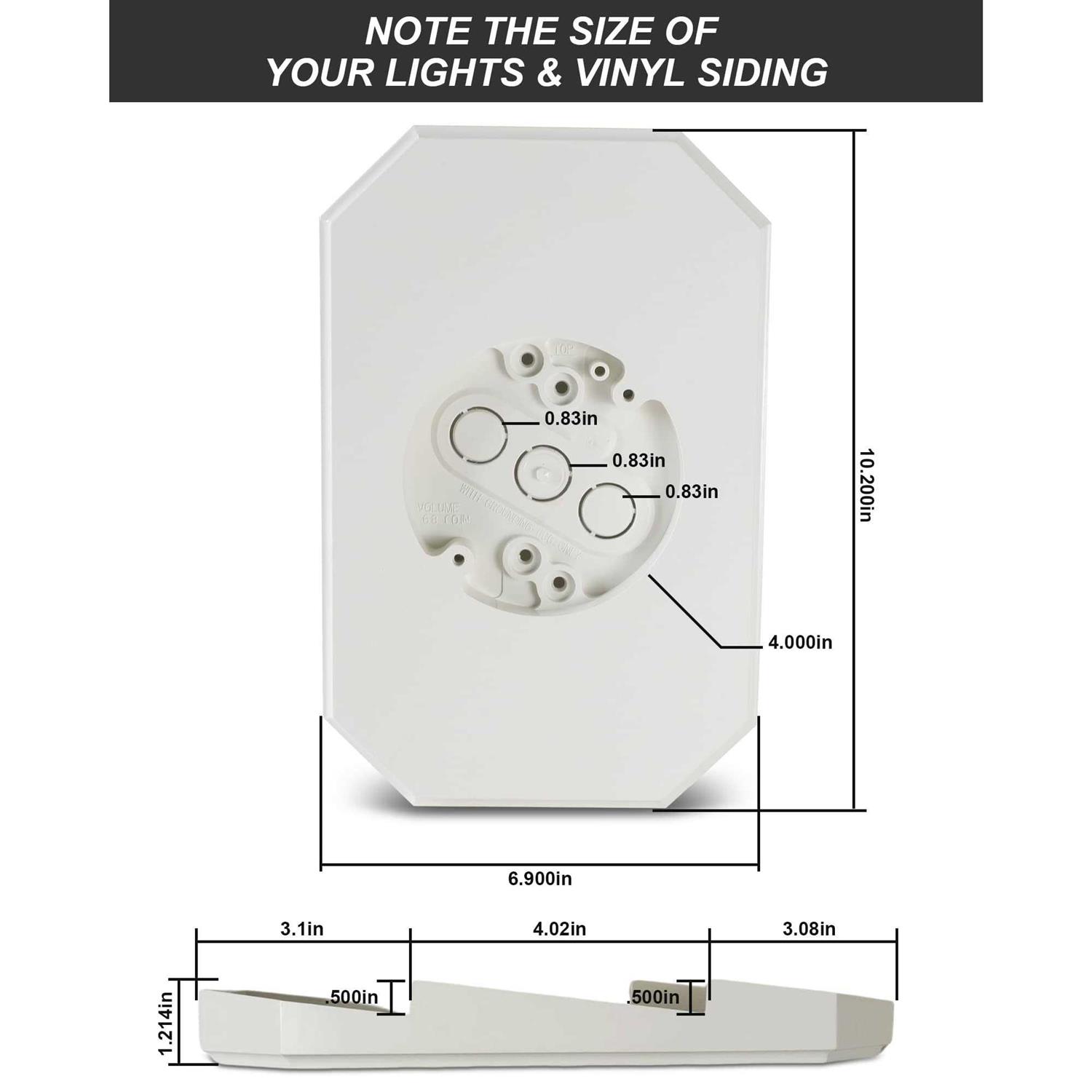 Siding Mounting Kit, Black Outdoor Light Mounting Block with Built-in Box, Siding Mounting Plate for 1/2 inch Lap Double and 4 inch Siding - Zenithce