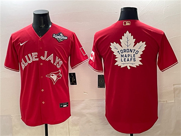 Toronto Blue Jays Leafs Red 2025 World Series With White Leafs Logo Cool Base Stitched Jersey - Zenithce