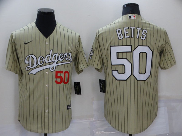 Los Angeles Dodgers #50 Mookie Betts Cream Cool Base Stitched Jersey - Zenithce