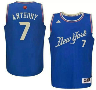 New York Knicks #7 Carmelo Anthony Revolution 30 Swingman 2015 Christmas Day Blue Jersey - Zenithce