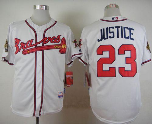 Braves #23 David Justice White Cool Base Stitched Jersey - Zenithce