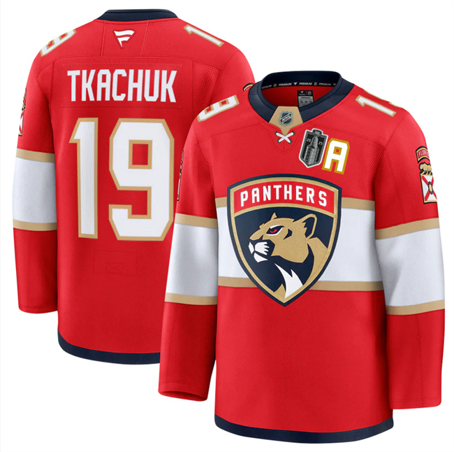 Florida Panthers #19 Matthew Tkachuk Red 2025 Stanley Cup Final Patch Stitched Jersey - Zenithce