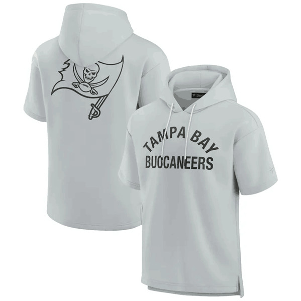 Tampa Bay Buccaneers Gray Super Soft Fleece Short Sleeve Hoodie - Zenithce