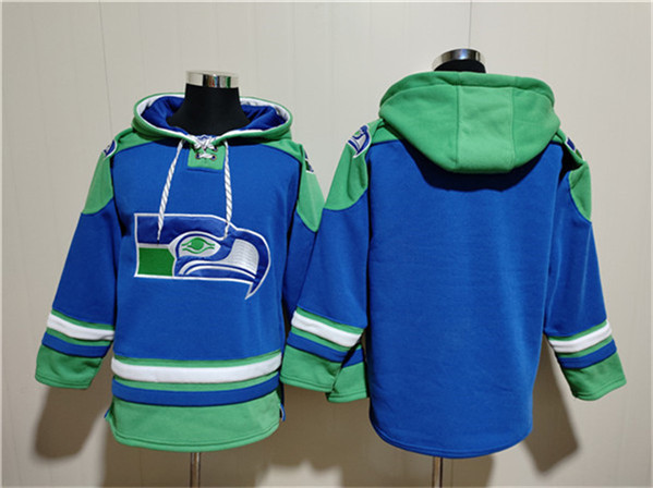 Seattle Seahawks Blank Royal Ageless Must-Have Lace-Up Pullover Hoodie - Zenithce