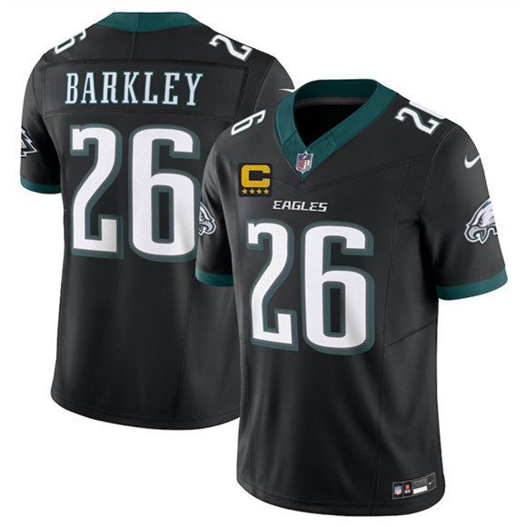 Philadelphia Eagles #26 Saquon Barkley Black 2025 F.U.S.E. With 4-Star C Patch Vapor Untouchable Limited Stitched Jersey - Zenithce