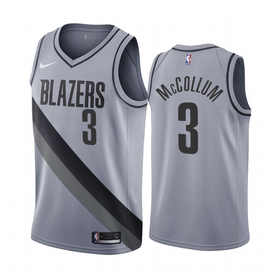 Portland Trail Blazers #3 C.J. McCollum Gray Swingman 2020-21 Earned Edition Jersey - Zenithce