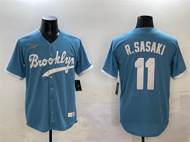 Los Angeles Dodgers #11 Roki Sasaki Blue Throwback Stitched Jersey - Zenithce