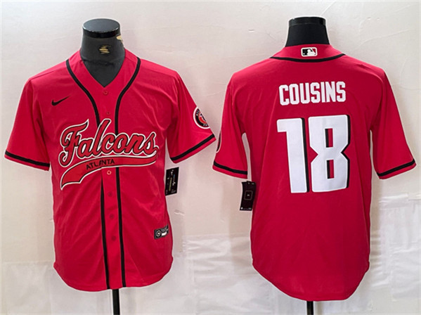 Atlanta Falcons #18 Kirk Cousins Red With Patch Cool Base Stitched Jersey - Zenithce