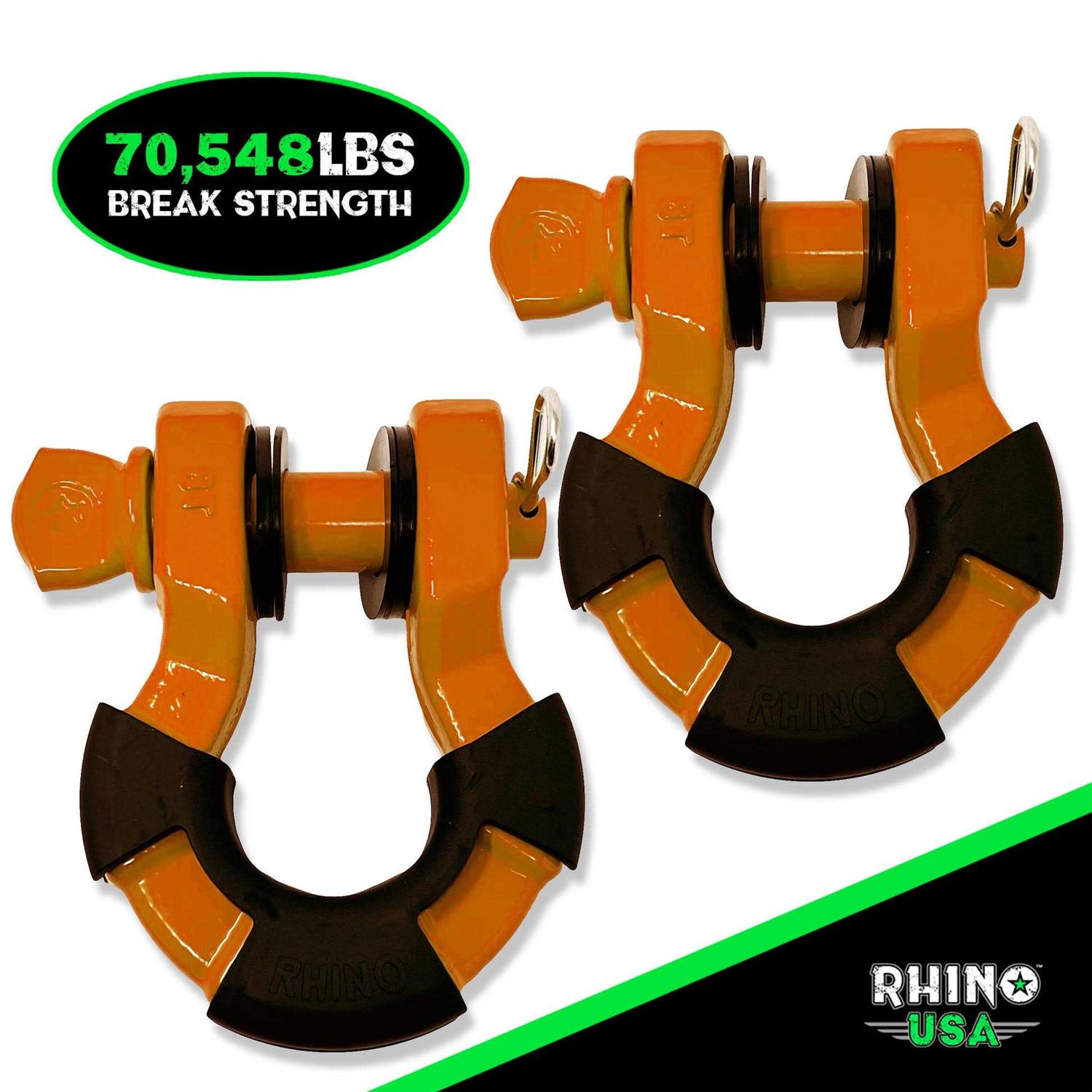 Rhino USA 8 Ton Super Shackles w/ Isolators - Zenithce