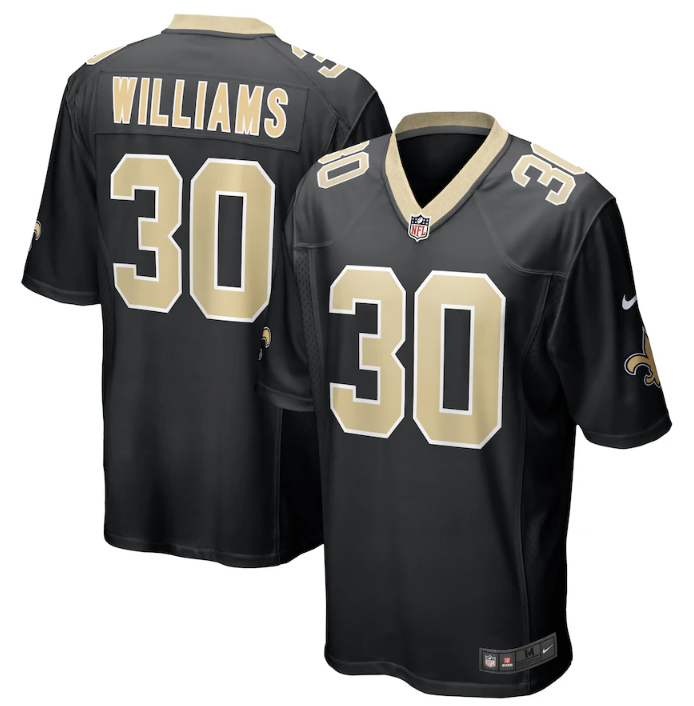 New Orleans Saints #30 Jamaal Williams Black Stitched Game Jersey - Zenithce