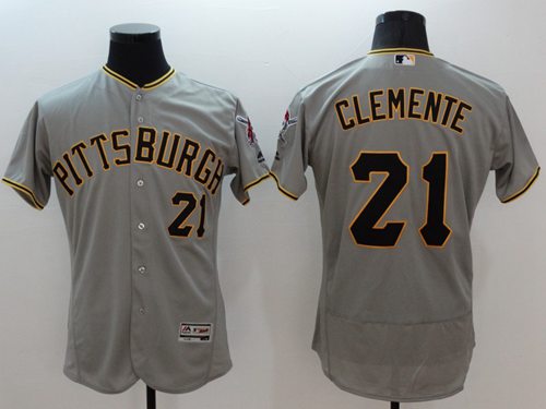 Pirates #21 Roberto Clemente Grey Flexbase Authentic Collection Stitched Jersey - Zenithce